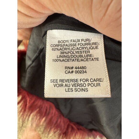 Material girl Womens Red Faux Fur Vest Large acrylic open‎ front - Picture 4 of 7